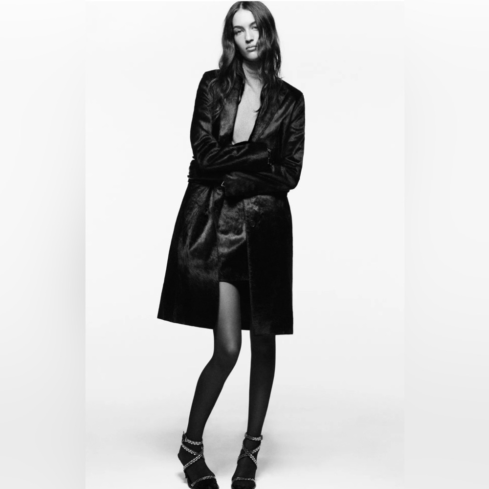 Zara Fitted Fur Leather Coat X Ludovic De Saint Sernin